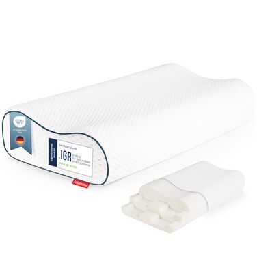 Подушка для шиї Blumtal - Ортопедична подушка - Подушка з піни з ефектом пам&39яті - Сертифікована подушка Oeko-TEX від болю в шиї - Ергономічна подушка для сну на боці - Подушка для шиї для ліжка - Подушка для шиї 60 см x 36 см x 13 см