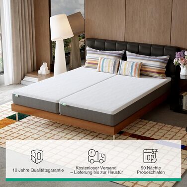 Матрац Novilla 140x200 см, 7-зонний матрац з холодної піни, рівень жорсткості H3 (середньо-жорсткий), висота 20 см, підтримуючий та охолоджувальний комфортний матрац з піни, сертифікований Oeko-TEX, дихаючий, знімний чохол (можна прати при 60C), товщина 2