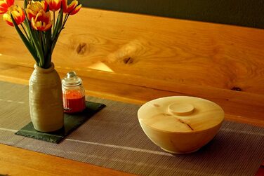 Контейнер для зберігання зі швейцарської сосни - для хліба, зерна, борошна, цукру, чаю, солі - комплект з 2 предметів миска та кришка - Ø 24 см - Ручна робота в Австрії