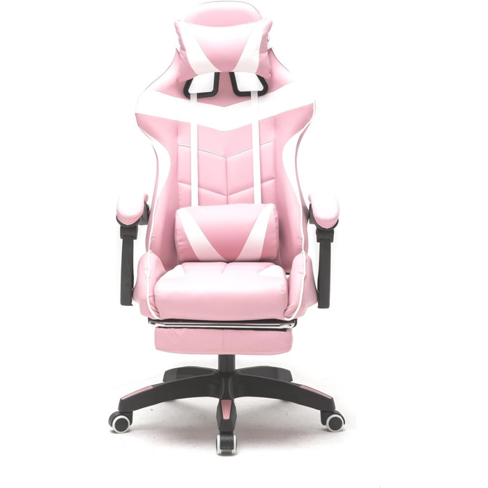 Ігрове крісло VDD Cyclone з підставкою для ніг - Офісне крісло - Гоночне ігрове крісло - Рожево-біле