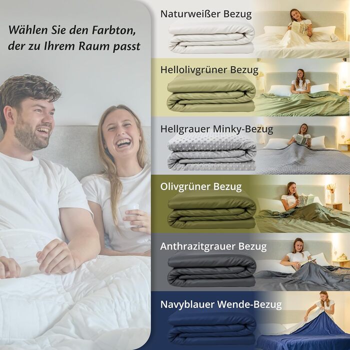 Підковдра Ella для обтяженої ковдри 135x200 см Виготовлена зі 100 бавовни - Підходить для обтяжених ковдр вагою 7 кг та 9 кг Темно-синя 135x200 см