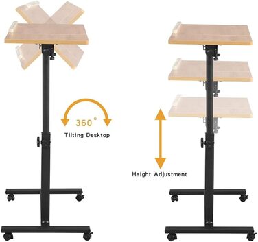 Журнальний столик з колесами, стіл для догляду з регульованою висотою, комп&39ютерний стіл, стіл для ноутбука, офісний комп&39ютерний стіл, приліжковий столик для ліжка для догляду за хворими, письмовий стіл (дерево 60.34.5.58/90см) Дерево (60.34.5.58/90с