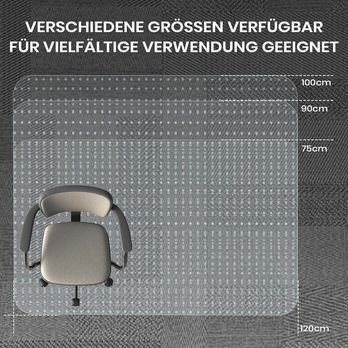 Захисний килимок для офісних стільців COSYLAND, прозорий килимок для офісних стільців, захисні килимки для офісних стільців, 90 x 120 см, 90 x 120 см, матовий, підходить для килимів