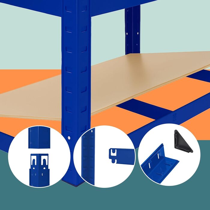 Міцний стелаж Relaxdays, ВxШxГ 180x100x60 см, вантажопідйомність 1250 кг, 5 полиць МДФ, полиця для зберігання в підвалі, вставного типу, синій