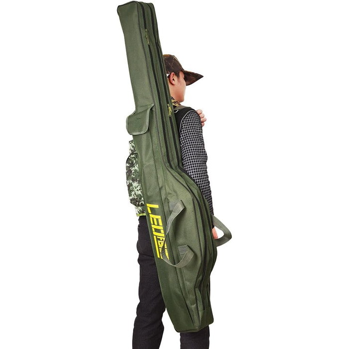 Сумка для риболовлі Lixada 100 / 150 см, багатоцільова складна сумка для вудки, кишені на блискавці, сумка для зберігання, темно-зелена - 150 см