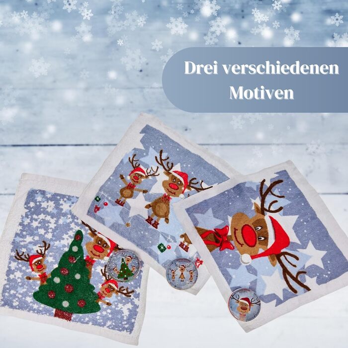 Набір "Магічних рушників" Bada Bing Rudolph 3 шт., для адвент-календаря