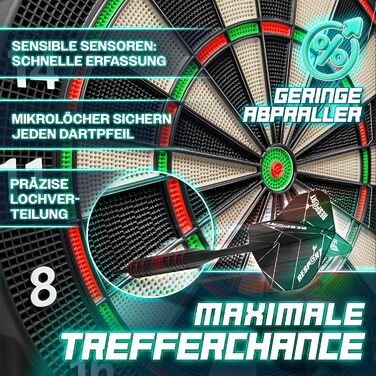 Професійний набір електронної мішені для дартсу з 12 дротиками 24 професійними стрілками 100 наконечниками для дротиків та аксесуарами Електронний автомат для дартсу для 1-8 гравців з 427 варіаціями Електронна мішень для дартсу зі світлодіодним дисплеєм
