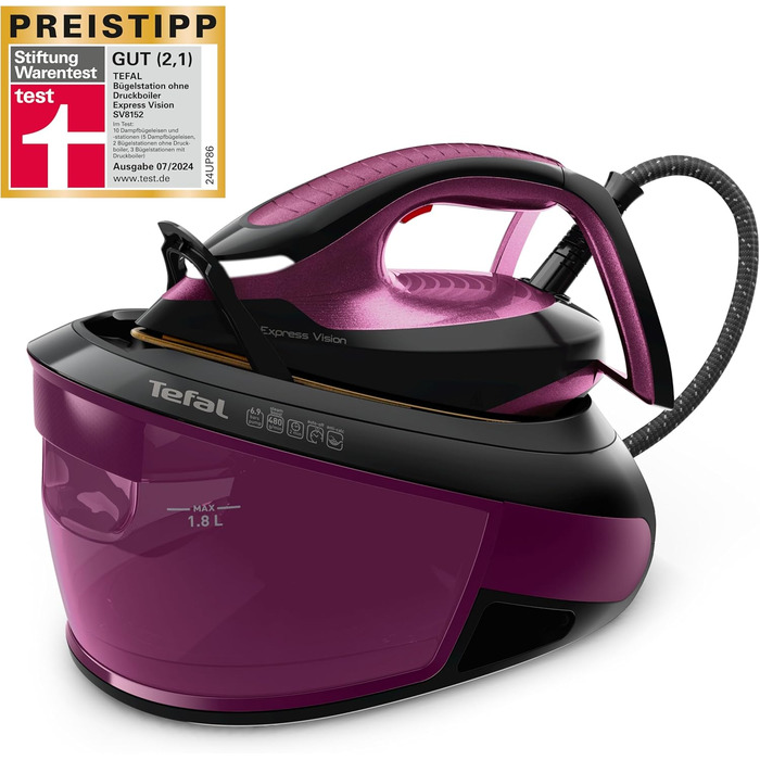 Світлодіодне підсвічування, потужний тиск 6,9 бар, подача пари 480 г / хв, технологія Smart Temp, знімний контейнер для накипу, ек