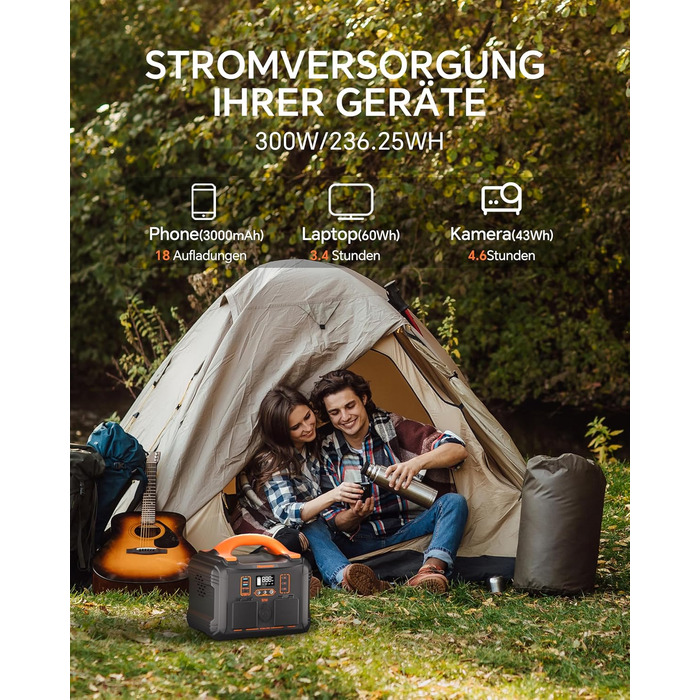 Портативна електростанція Newsmy 300 Вт/230 В x 2 виходи змінного струму (пік 600 Вт) Чиста синусоїда 236,25 Втгод LiFeMnPO4 акумулятор, сонячний генератор для кемпінгу/відпочинку на природі/аварійного/побутового блоку живлення 236 Втгод чорного кольору