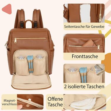 Рюкзак для підгузників, великий багатофункціональний шкіряний рюкзак для підгузників з великим портативним пеленальним рюкзаком, 2