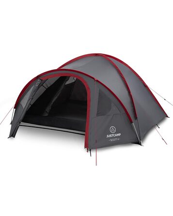 Намет для кемпінгу Scott на 4 особи, легкий, стійкий, водонепроникний - купольний намет (двостінний) із закриваючимся тамбуром - намет-іглу з вентиляційними капюшонами та москітною сіткою на спальному місці - сірий