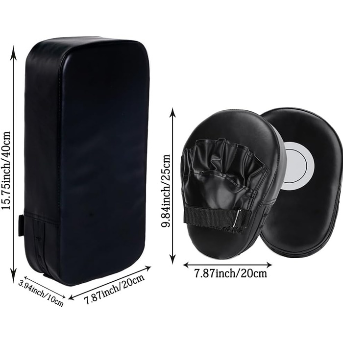Набір боксерських щитків 2-в-1, боксерські щитки для кікбоксингу, ПУ щитки для рук, боксерські щитки, аксесуар для бойових мистецтв для кікбоксингу, тайського боксу, карате, муай-тай, тренувань з боксу, чорний