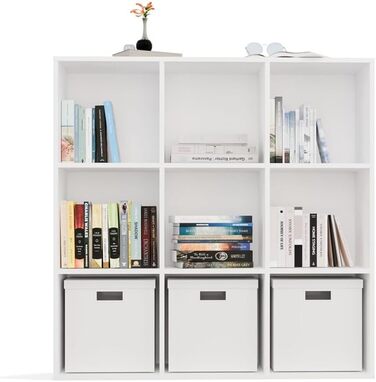 Кубічна полиця CDF 3x3 із задньою панеллю Відкрита окремостояча полиця для вітальні, спальні, коридору Квадратна полиця для зберігання книг та документів Malax White 3x3