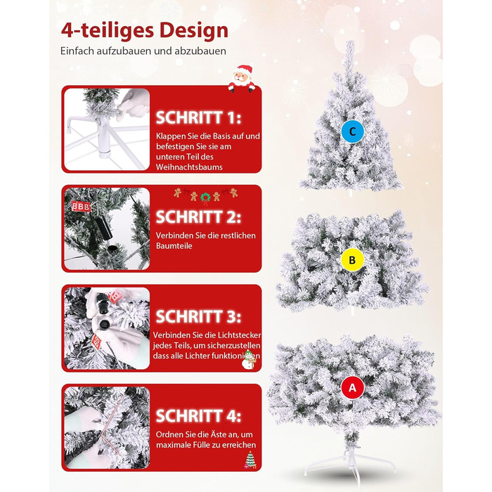 Штучна ялинка з вогнями 180 см біла Himimi