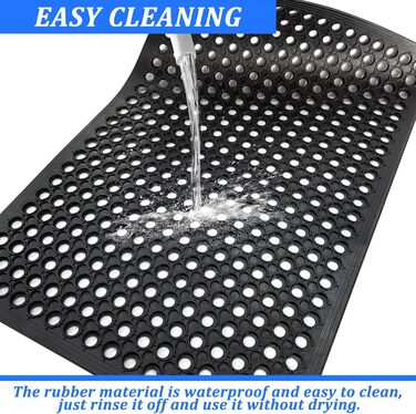 Нековзний гумовий килимок Rainmae 60x90 см, чорний, брудозатримуючий килимок, гумовий килимок для дверей, килимок у формі стільників, що ріжеться, з перфорованим візерунком, підходить для використання всередині та зовні приміщень
