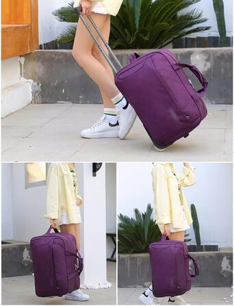 М'яка валіза на колесах, водонепроникна та легка дорожня сумка, ручна поклажа для бізнесу, універсальний візок для подорожей (чоловіча/жіноча), сумка для коротких поїздок на вихідні. Колір фіолетовий, розмір 19 дюймів (фіолетовий)
