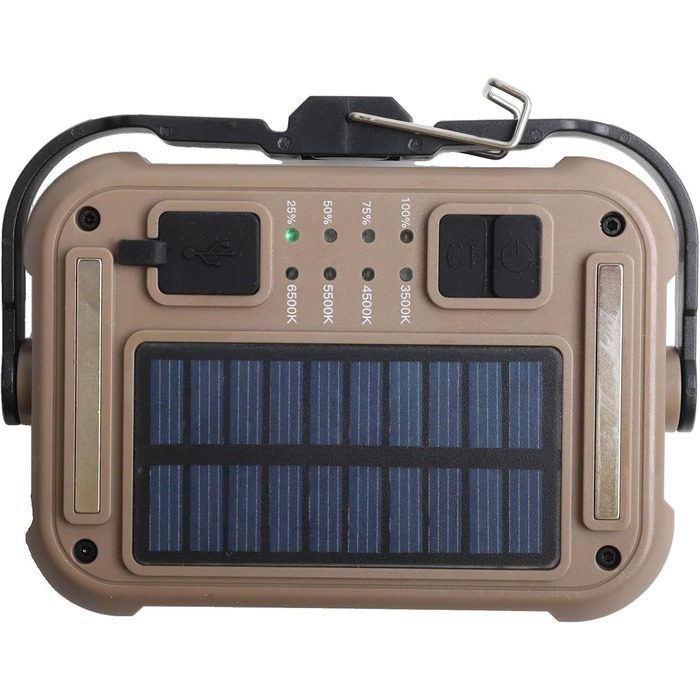 Світлодіодний сонячний кемпінговий ліхтар із зарядкою USB-C, 3600 мАг, акумуляторний робочий ліхтар, регульований 4-ступінчастий кольоровий COB-прожектор, алюміній IPX4 (4K)