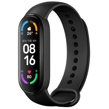 Фітнес-трекер та трекер активності Xiaomi Mi Smart Band (TFT-дисплей, відстеження SpO2, моніторинг сну, вимірювання серцевого ритму, сповіщення, крокомір, водонепроникність 5 атм, додаток Mi Fit) Band 6 (1,56 дюйма) чорний