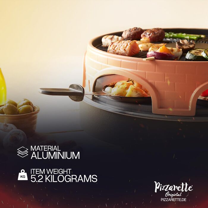 Піч для піци Emerio, PIZZARETTE оригінал, гриль для раклету для піци 3 в 1, запатентована конструкція, для міні-піци, справжня сімейна розвага на 6 осіб, PO-113255.4