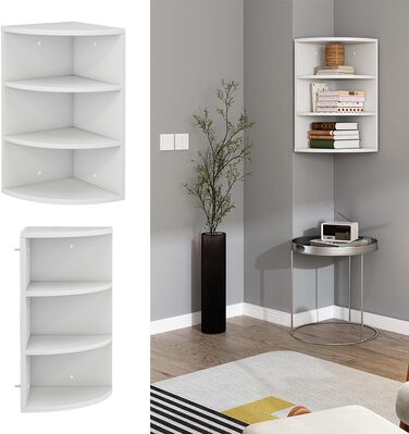 Кутова полиця Vicco Fabienne, книжкова полиця, біла, 30 x 60 см, 3 відділення