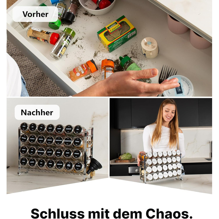 Підставка для спецій Deco haus, настінна та настінна З 28 БАНКАМИ ДЛЯ СПЕЦІЙ ТА ЕТИКЕТКАМИ - Органайзер для спецій - Органайзер для підставки для спецій - Підставка для спецій, підвісні підставки для спецій - Шафа для підставки для спецій, чорне місце для