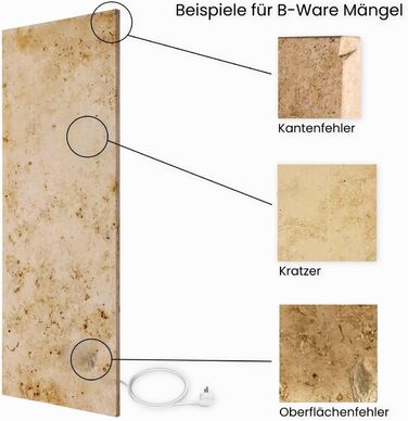 Мармуровий інфрачервоний обігрівач з цифровим термостатом 800 Вт Енергозберігаючий мармуровий інфрачервоний настінний обігрівач 5-річна гарантія Зроблено в Німеччині (Lymonit B-класу, 800 Вт)