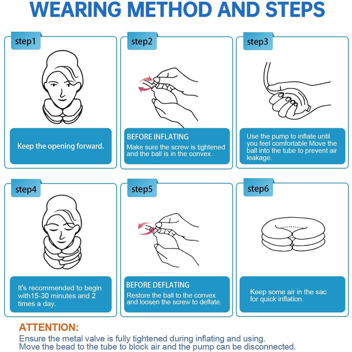 Регульований носильник для шиї надувна подушка для шиї з маскою для сну, підтримка шиї для шийного відділу хребта та полегшення болю в шиї для подорожей, роботи та кемпінгу (синій) Синій 1