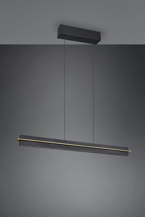 Стеля LED-підвіс Trio Leuchten Emerson 346710180, матовий чорний/золотий метал, 22 Вт LED, регульована висота, плавне налаштування кольору світла, 4-позиційний сенсор