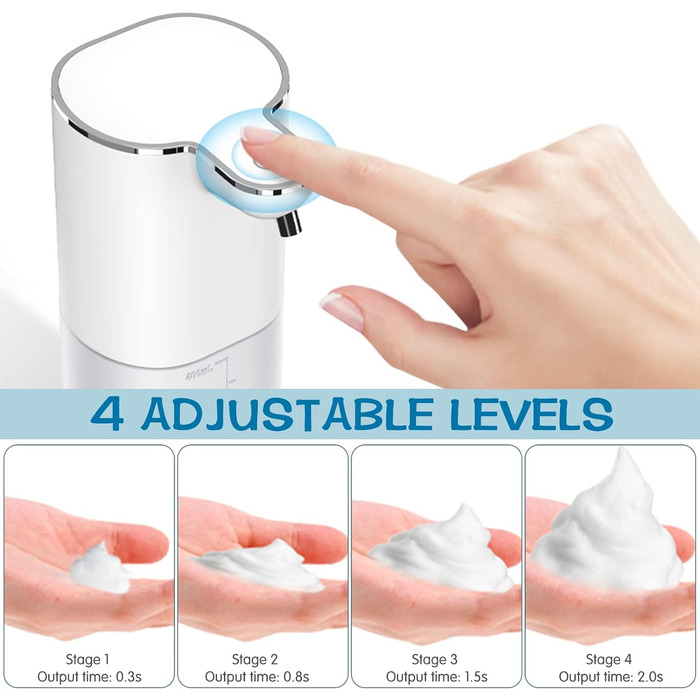 Автоматичний настінний дозатор мила AIBISTAR, індуктивний безконтактний дозатор рідини на 400 мл, регульований перемикач на 4 пере