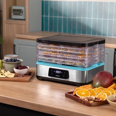 Сушарка для їжі Cecotec VitaDry Pro. 300 Вт, дегідратор для фруктів з 5 регульованими по висоті лотками, цифровий дисплей, таймер від 30 хв до 48 годин, температура від 35-70, нержавіюча сталь
