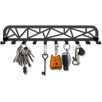 Ключниця сучасна, ключниця настінна, вішалка для ключів з 10 гачками, гачок для ключів, ключниця чорна, ключниця настінна, настінн