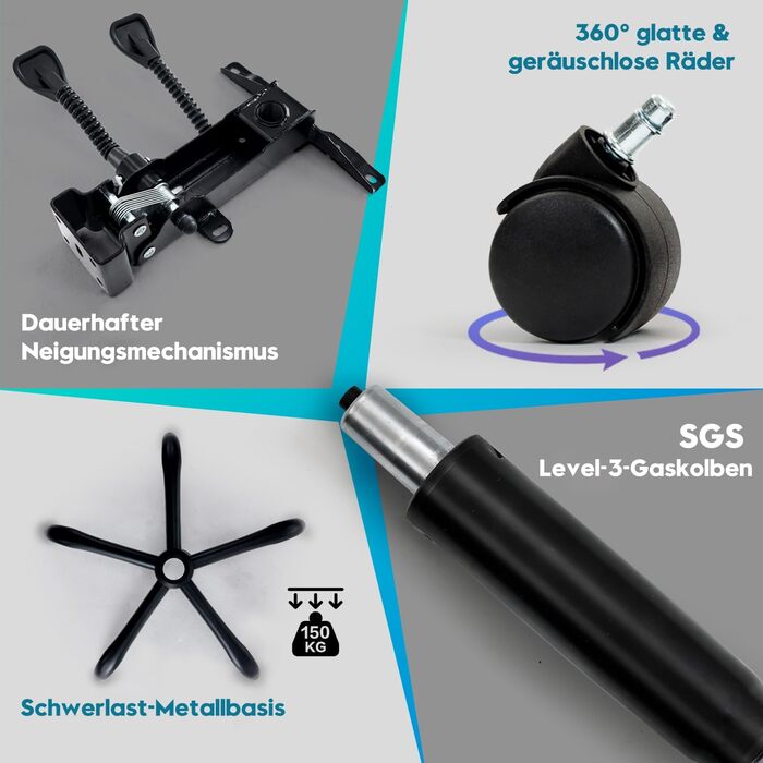 Ергономічне офісне крісло Storeo Imp, до 150 кг, тканина, сірий