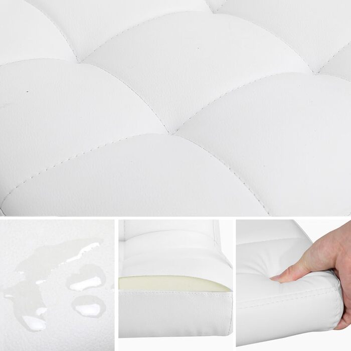 Офісний стілець Yaheetech, стілець для столу, обертовий стілець, робочий табурет зі знімними підлокітниками, регульована висота, штучна шкіра, білий