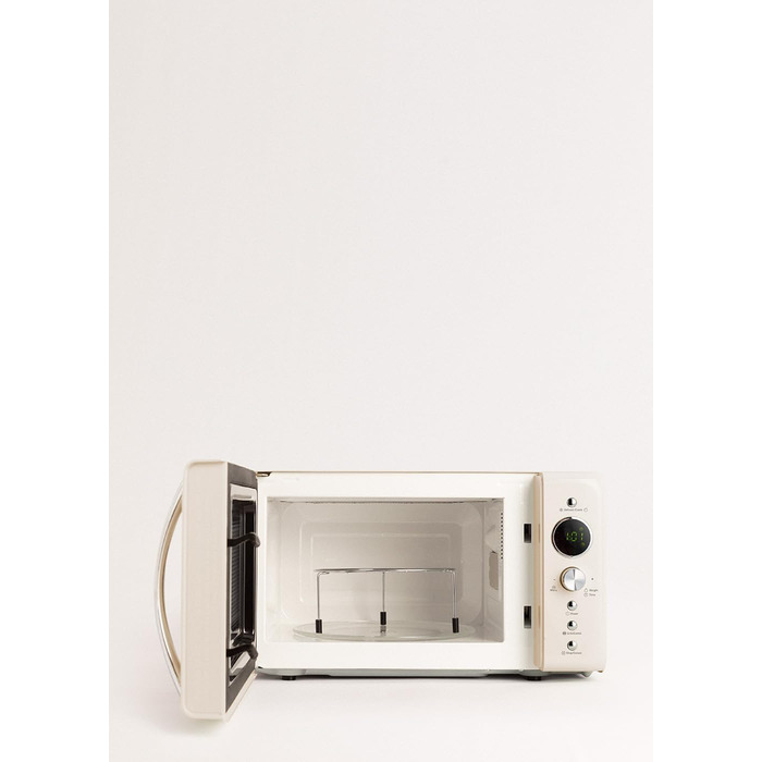 СТВОРИТИ/МІКРОХВИЛЬОВА ПІЧ РЕТРО/Цифрова мікрохвильова піч з функцією гриля кремово-білий/ретро стиль, ємність 20 л, посуд Ø245 мм, 3 програми, 9 попередньо встановлених меню, багатоступеневе приготування, РК-дисплей