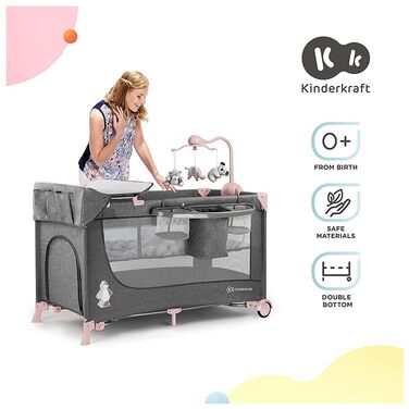 Дорожнє ліжечко, дитячі ліжечка, компактне у складеному вигляді, рожевий Joy ACC pink