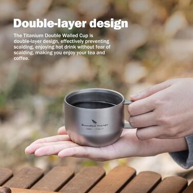 Мл титанова чашка для еспресо, двостінна кружка для лате, капучино, какао, металева чашка для чаю, для кемпінгу на свіжому повітрі, для подорожей, надлегка, міцний посуд для напоїв (титановий колір Ti3086D), срібляста, 200