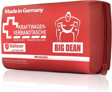 Аптечка BigDean ЗРОБЛЕНА В НІМЕЧЧИНІ червоного кольору - Аптечка першої допомоги згідно DIN 131642022 - Аптечка для автомобіля мож