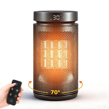 Енергозберігаючий електричний вентилятор-обігрівач, керамічний PTC 2000 Вт, 4 режими, 24-годинний таймер, портативний обігрівач з термостатом та пультом дистанційного керування, захист від перегріву та перекидання для спалень та віталень