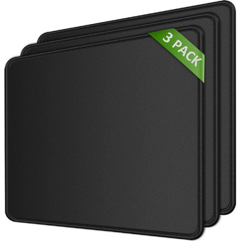 Килимок для миші KTRIO DEB146-Mouse-Pad-Black-3 pack Extend, 3 шт. з протиковзкою гумовою основою та прошитими краями, 275x215 мм (чорний)