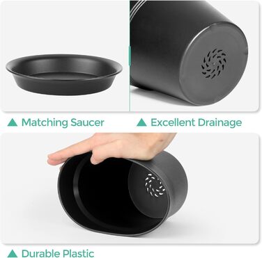 Пластиковий квітковий горщик з блюдцем, набір з 18 квіткових горщиків кімнатна сівалка з декількома дренажними отворами, невеликий