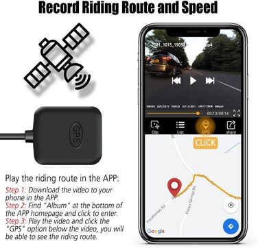 Відеореєстратор для мотоцикла, 1080P відеореєстратор з подвійною камерою, водонепроникною спереду і ззаду з 3 РК-дисплеєм, WiFi, G