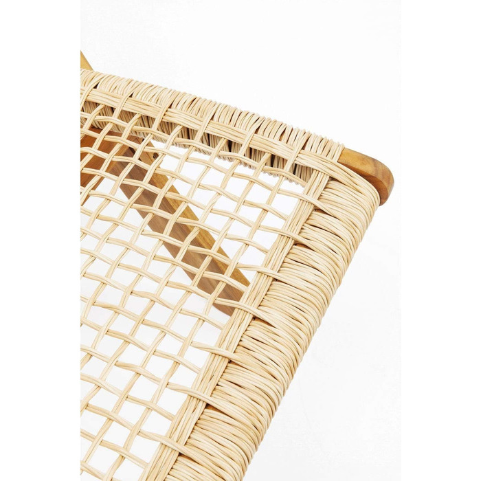 Розкладне крісло Kare Design Copacabana, коричневе, 73x78x60 см, розкладне крісло, плетіння з ротанга, підходить для використання на вулиці, вітальня бежевого кольору