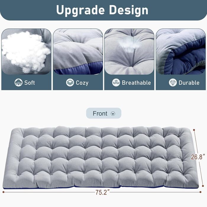 Розкладний шезлонг, вантажопідйомність 200 кг, розкладне гостьове ліжко з матрацом, бічні кишені та підголівник, регульована спинка, легко збирається, підходить для саду, засмаги, офісу, сірий