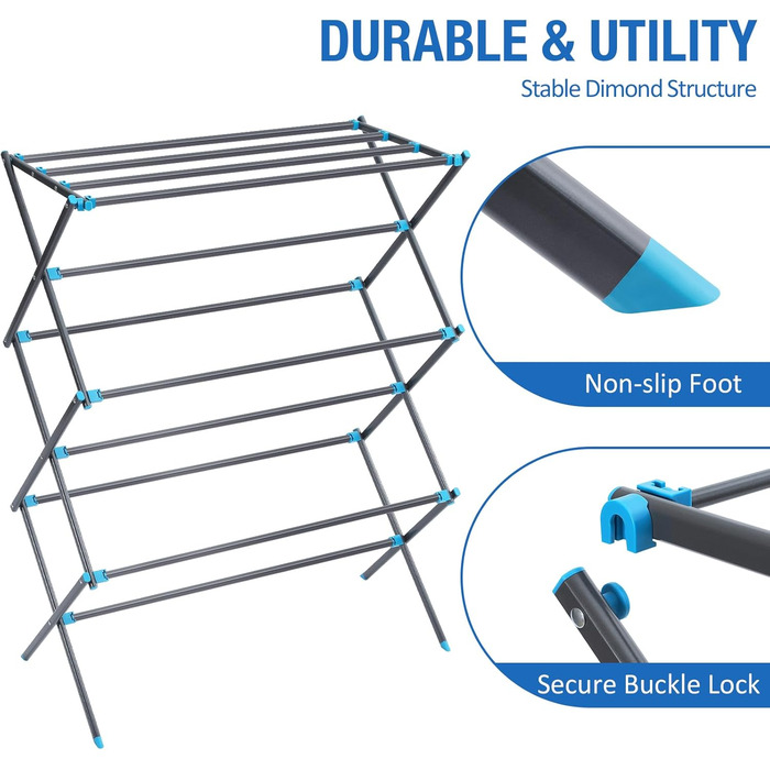 Ярусна складана вішалка для одягу, вежа для прання, що заощаджує місце, розбірна сушарка для білизни, вішалка для рушників для одягу, ідеально підходить для невеликих приміщень, графіт, 3-