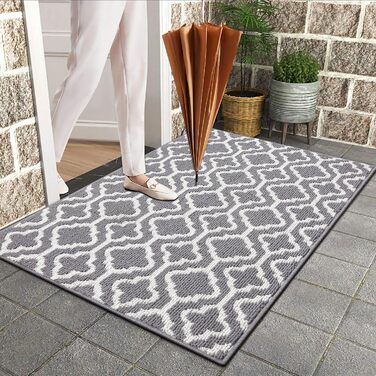 Килимок для входу SHACOS для приміщень 90x150 см, нековзний килимок для уловлювання бруду, великий килимок для входу в приміщенні, килимок для входу, патіо, коридору, саду, для домашніх тварин (сірий) 90 x 150 см сірий