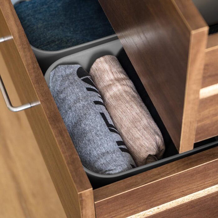 Набір із 3 пластикових коробок для зберігання з кришками, що не зачіпаються, штабелюються, для кухні, ванної кімнати, спальні, гардеробної, офісу, міцна та довговічна організація, SNL-S 6 л / Набір із 3 коробок