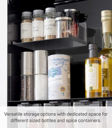 Рівнева підставка для приправ, чорна, сталь/POM смола, 38 x 16,3 x 49,2 см. Чорний колір 16,3 x 38 x 49,2 см (Д x Ш x В), 2010 TOWER 3-