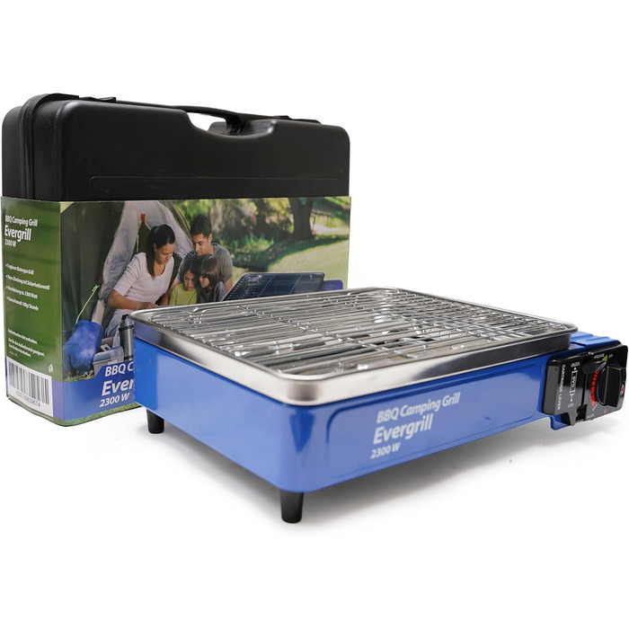 Кемпінговий гриль Evergrill на бутані - Включає 16 газових картриджів - Газовий гриль - Кемпінгова плита - Настільний гриль - Аварійний комплект
