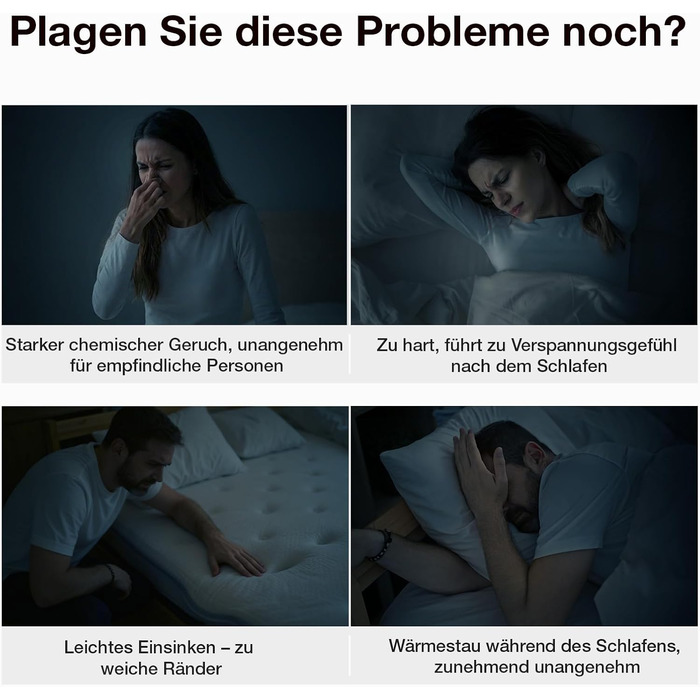 Матрац Novilla 140x200, H3 7-зонний пружинний матрац з кишеньковою структурою для цілеспрямованої підтримки, хвилеподібний шар комфортної піни для покращеної повітропроникності, сертифікований Oeko-Tex, висота 25 см x 25 см, 140 x 200 см