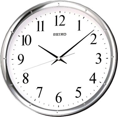 Настінний годинник Seiko з плавним ходом секундної стрілки, пластиковий корпус, сріблястий/білий